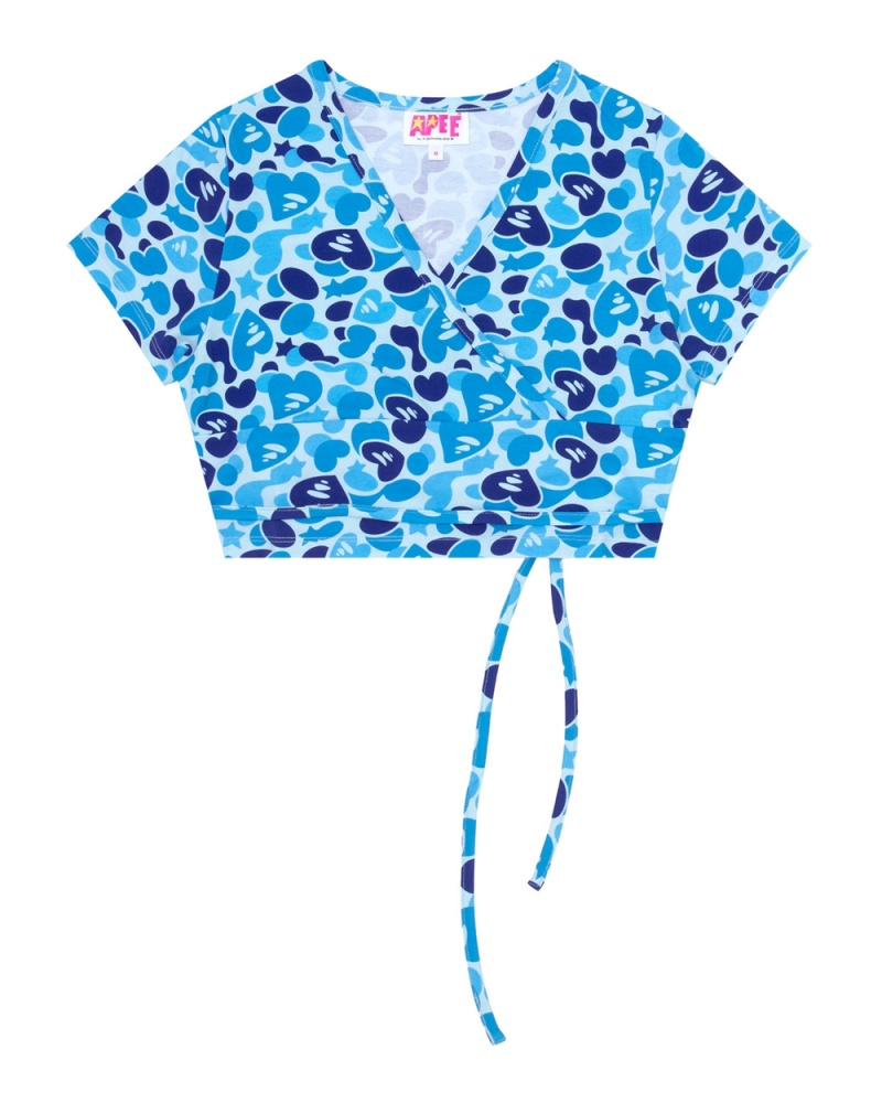 Chemisier Bape Printed Bleu Femme | AKV-33204862